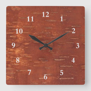 Horloge Carrée Écorce de Birch Intérieur