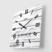 Horloge Carrée Écran blanc Patiné en bois (Angle)