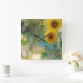 Horloge Carrée Écran de mur des tournesols (Maison)