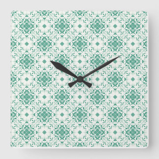 Horloge Carrée Ecran grand carré vert à la menthe - motif de surf