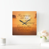 Horloge Carrée Écriture Sa miséricorde est nouvelle chaque matin (Maison)