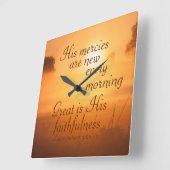 Horloge Carrée Écriture Sa miséricorde est nouvelle chaque matin (Angle)