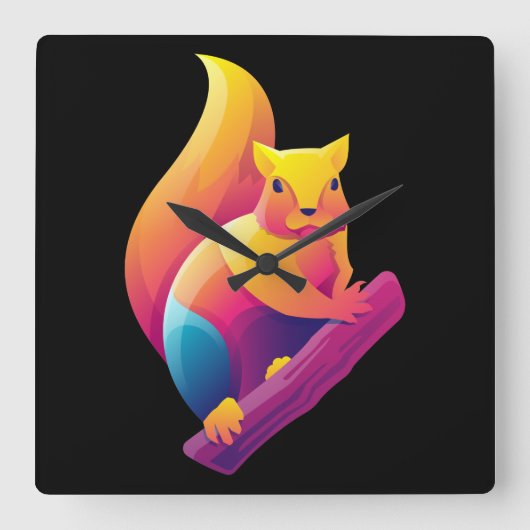 Horloge Carrée Écureuil (Recto)