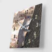 Horloge Carrée Écureuil gris cadenas (Angle)
