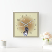 Horloge Carrée Écureuil - live - amour - rire (Maison)