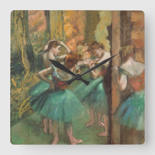 Horloge Carrée Edgar Degas - Danseurs, Rose Et Vert (Recto)