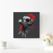 Horloge Carrée Edgy Crow Skull Gothic Grunge Wall Clock (Maison)