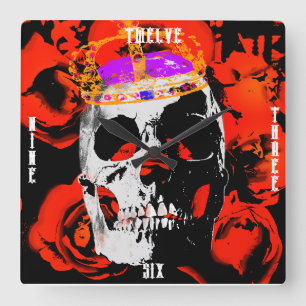 Horloge Carrée Edgy King Skull Crown n'Rose