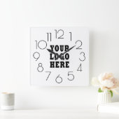 Horloge Carrée Editable Modern Minimum Company Business Logo (Maison)