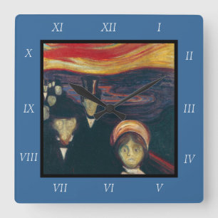 Horloge Carrée Edvard Munch Classic Painting, Anxiété (1894)