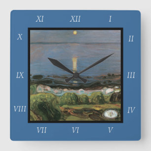 Horloge Carrée Edvard Munch Painting, Nuit d'été au bord de la pl