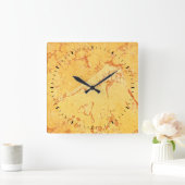 Horloge Carrée Effet de marbre doré (Maison)