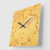 Horloge Carrée Effet de marbre doré (Angle)
