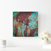 Horloge Carrée Effet de peinture de rouille métallique rustique.  (Maison)