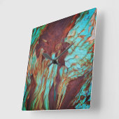 Horloge Carrée Effet de peinture de rouille métallique rustique.  (Angle)