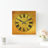 Horloge Carrée Effet Gold et Gold Foil (Maison)