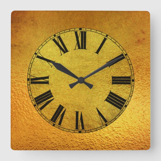Horloge Carrée Effet Gold et Gold Foil (Recto)