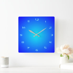 Horloge Carrée Effet Illuminé sur Blue Aqua Kitchen Clocks