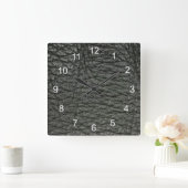 Horloge Carrée Effet Noir Leather (Maison)