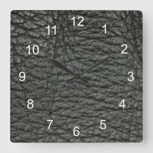 Horloge Carrée Effet Noir Leather