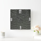 Horloge Carrée Effet Noir Leather (Maison)