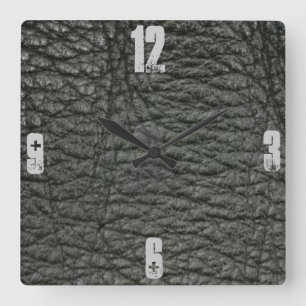 Horloge Carrée Effet Noir Leather