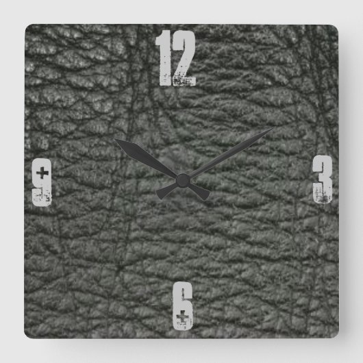 Horloge Carrée Effet Noir Leather (Recto)