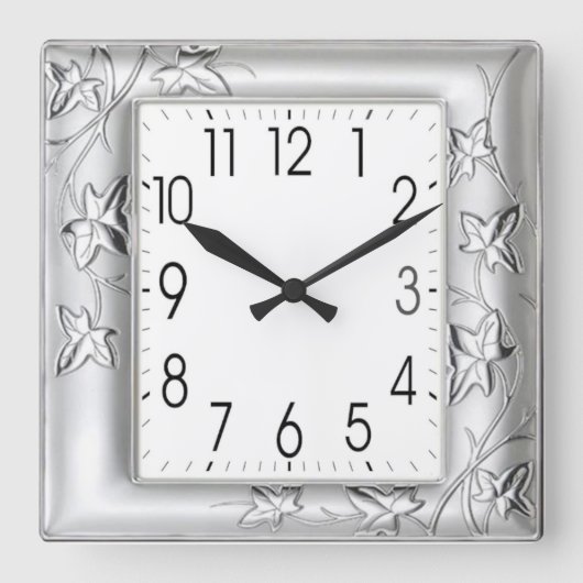 Horloge Carrée Efficace en argent (Recto)