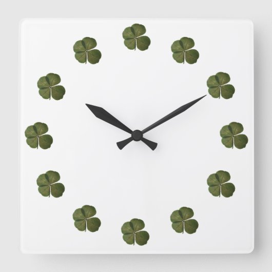 Horloge Carrée Église Saint-Patrick Real 4 Leaf Clover Wall Clock (Recto)