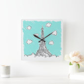 Horloge Carrée Eiffel Tower Illustration wall clock (Maison)
