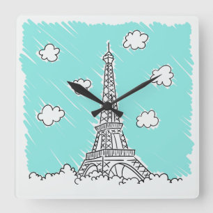 Horloge Carrée Eiffel Tower Illustration wall clock