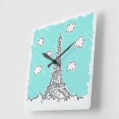 Horloge Carrée Eiffel Tower Illustration wall clock (Angle)