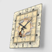 Horloge Carrée Elec Guitar~Brise À Travers~Strange Sheet Music~ (Angle)