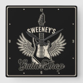 Horloge Carrée Electric Wings Guitarist Personalized Guitar (Recto)