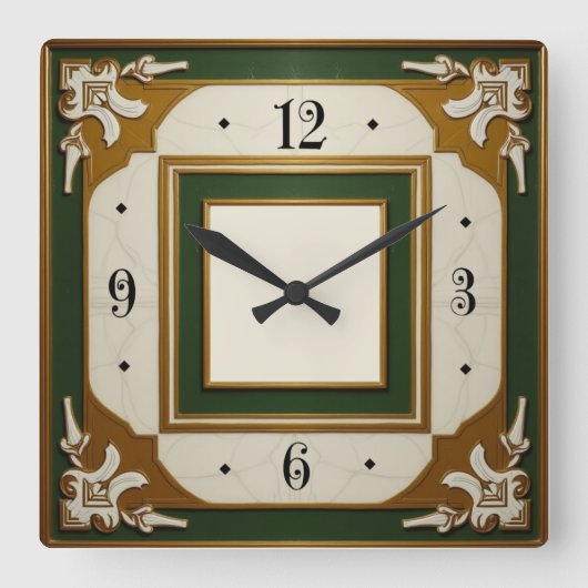 Horloge Carrée Élégance Art déco (Recto)
