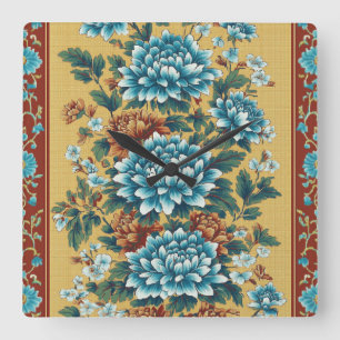 Horloge Carrée Élégance du chrysanthème