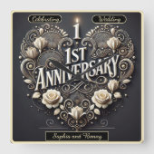 Horloge Carrée Élégance en forme de coeur pour les commémorations (Recto)