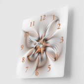 Horloge Carrée Élégance florale Art Abstrait fractal moderne (Angle)