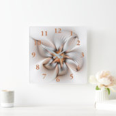Horloge Carrée Élégance florale Art Abstrait fractal moderne (Maison)