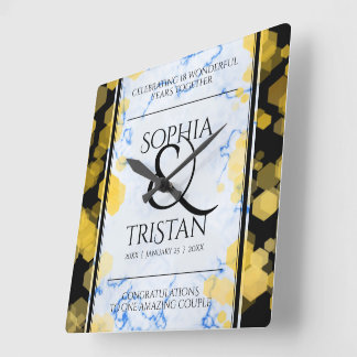 Horloge Carrée Élégant 18ème anniversaire de Mariage de porcelain