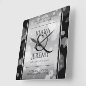 Horloge Carrée Élégant 25e anniversaire de Mariage d'argent (Angle)