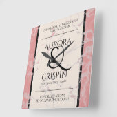 Horloge Carrée Élégant 37e anniversaire du Mariage Alabaster (Angle)