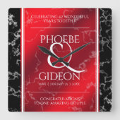 Horloge Carrée Élégant 42e anniversaire du Mariage Jasper (Recto)