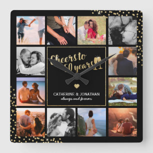 Horloge Carrée Élégant 50e anniversaire d'or photo