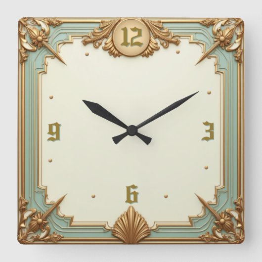 Horloge Carrée Élégant Art Déco (Recto)