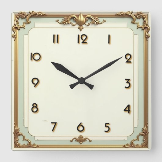 Horloge Carrée Élégant Art Déco (Recto)