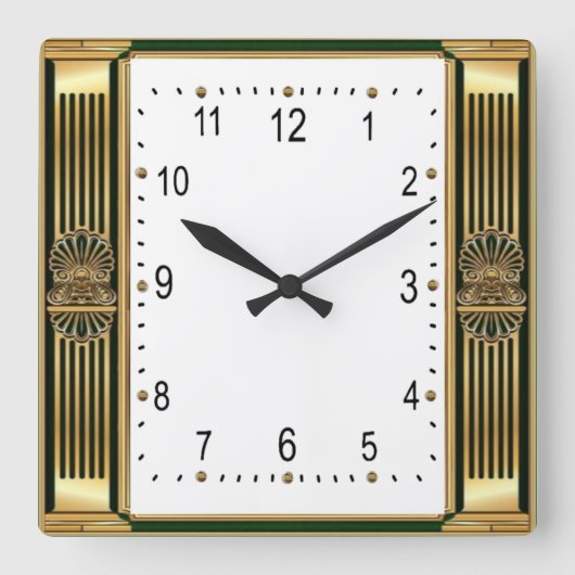 Horloge Carrée Élégant Art Déco (Recto)