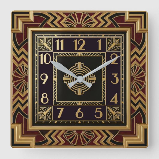 Horloge Carrée Élégant Art Déco (Recto)