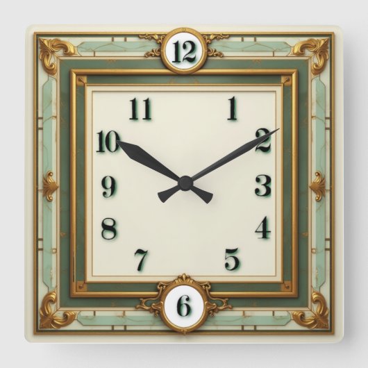Horloge Carrée Élégant Art Déco (Recto)