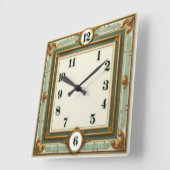 Horloge Carrée Élégant Art Déco (Angle)